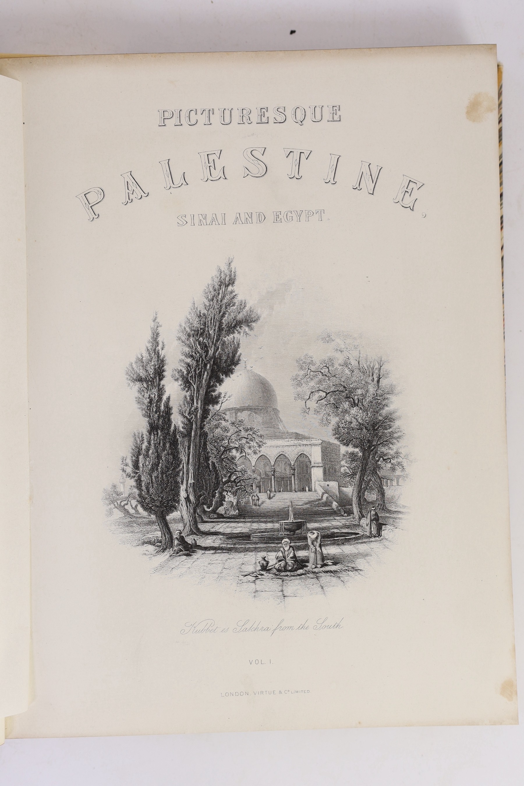 Wilson, Sir Charles (editor) - Picturesque Palestine, Sinai and Egypt. 4 vols. pictorial engraved & printed titles, many illus. throughout (incl. steel-engraved plates), 2 d-page maps; rebound calf backed marbled boards,